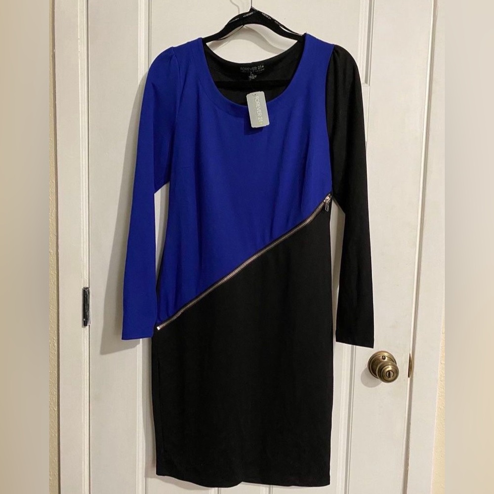 Forever21+ Blue & Black Dress with Zipper New w/ Tags
